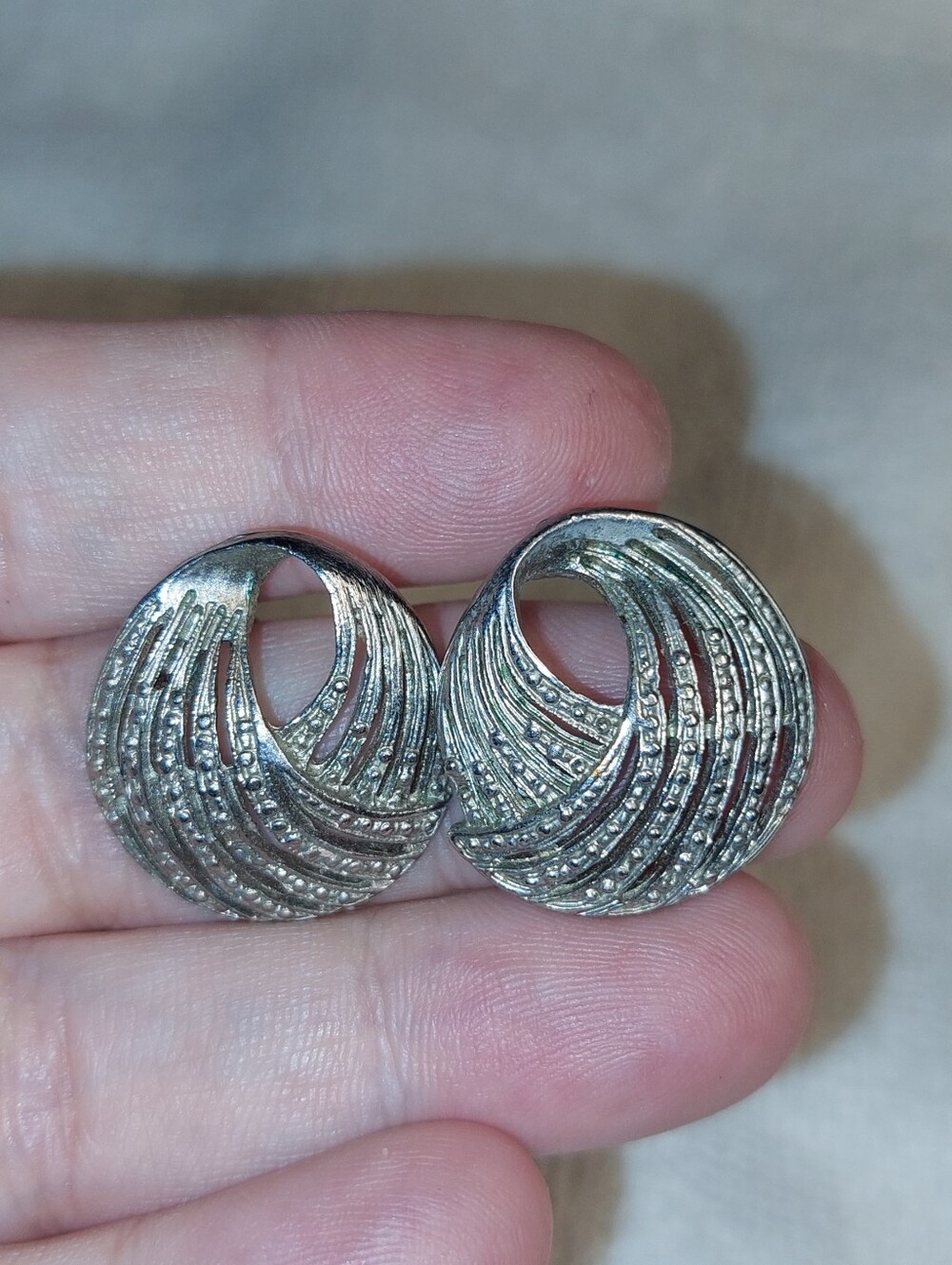 Silver-Tone Swirl Clip-On Earrings - Classic Women's Jewelry